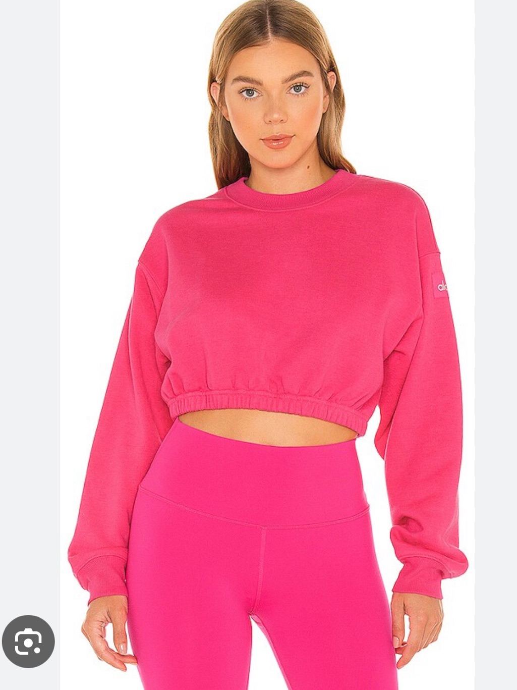 Alo Devotion Crew Neck Pullover In Neon Pink